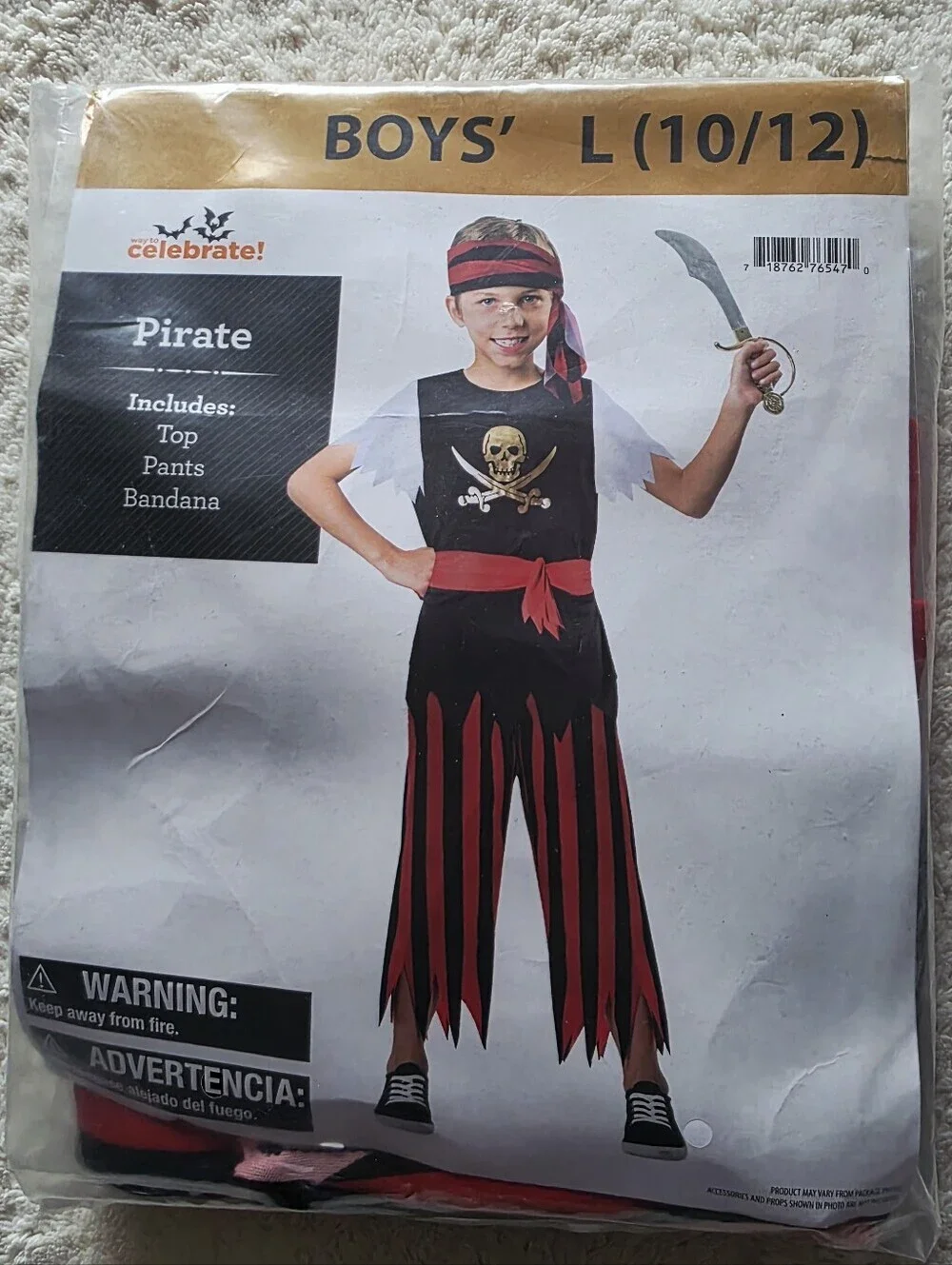New Boy's Size S 6/7 Or L 12 Pirate Dress Up/ Halloween Costume/ complete outfit